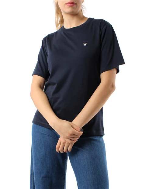 T-SHIRT GIROCOLLO IN JERSEY DI PURO COTONE DONNA BLU