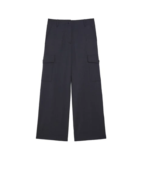 PANTALONI PALAZZO CON TASCONI DONNA BLU