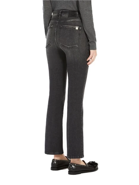 JEANS CROPPED IN DENIM DI COTONE MONOELASTICO DONNA NERO