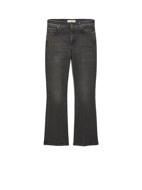 JEANS CROPPED IN DENIM DI COTONE MONOELASTICO DONNA NERO