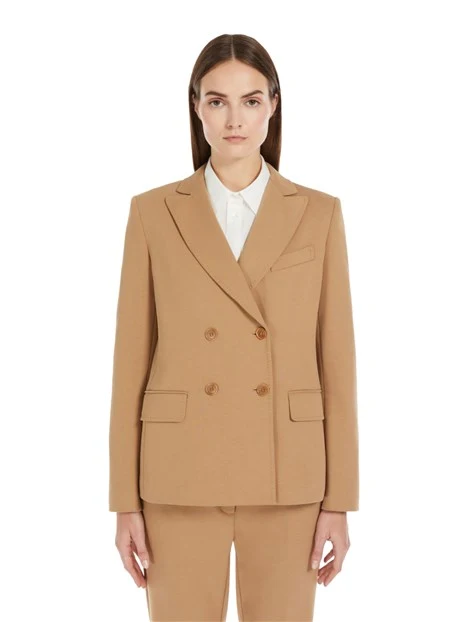 BLAZER DOPPIOPETTO IN JERSEY DI COTONE DONNA BEIGE