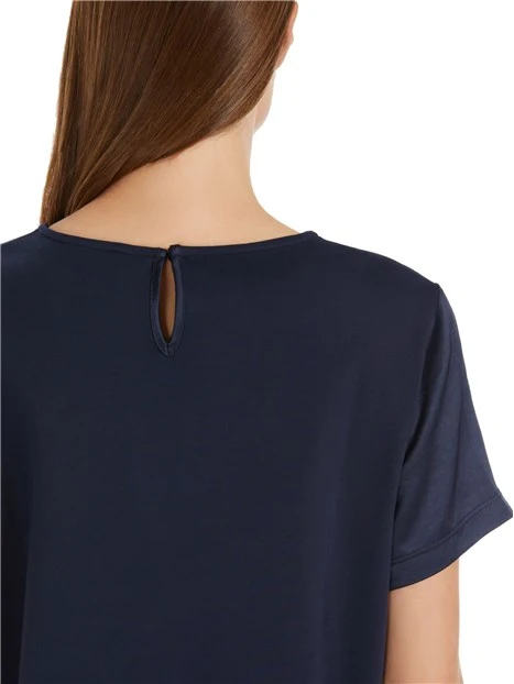 T-SHIRT IN RASO E JERSEY DONNA BLU