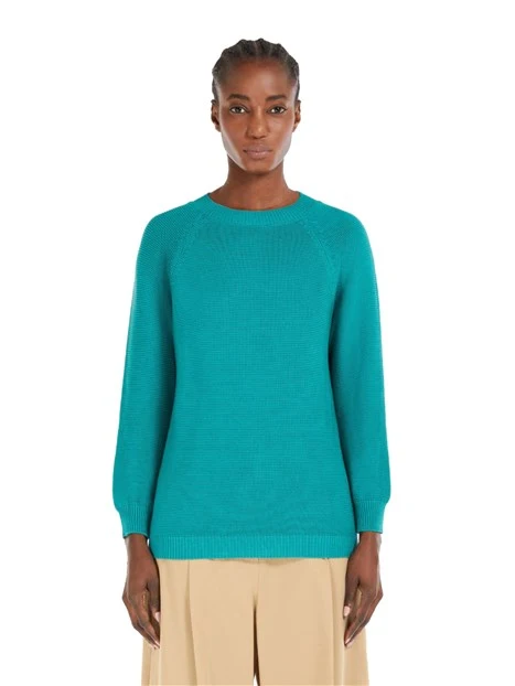 MAGLIA GIROCOLLO IN FILATO DI COTONE DONNA VERDE SMERALDO