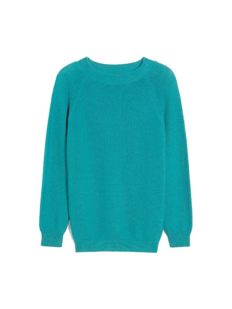 MAGLIA GIROCOLLO IN FILATO DI COTONE DONNA VERDE SMERALDO