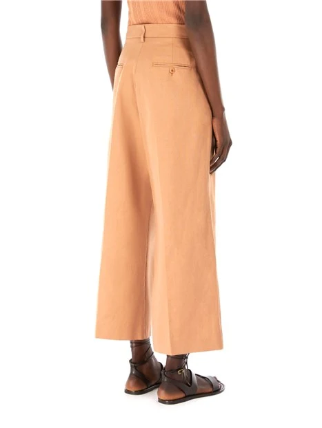 PANTALONI CROPPED IN MISTO LINO DONNA ARANCIO