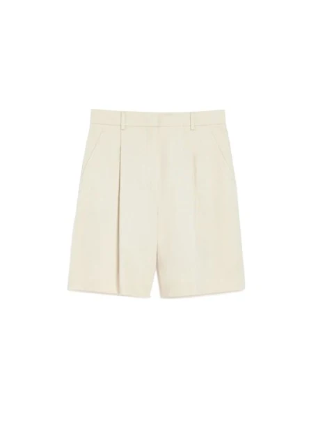 SHORTS SVASATO IN MISTO LINO E COTONE DONNA AVORIO