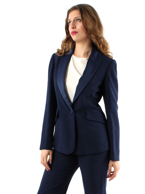 GIACCA BLAZER SLIM FIT CON STRASS DONNA BLU