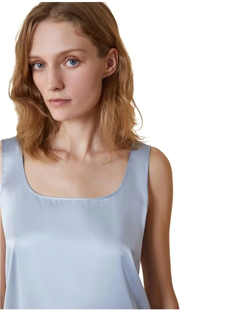 TOP IN RASO DI SETA DONNA AZZURRO