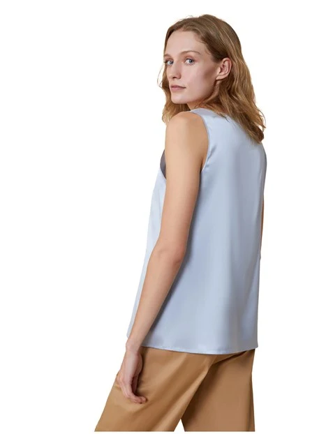 TOP IN RASO DI SETA DONNA AZZURRO