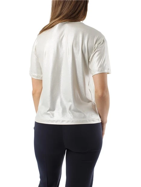 T-SHIRT IN JERSEY LAMINATO DONNA ARGENTO