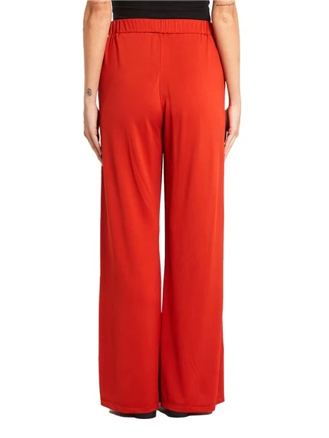 PANTALONI PALAZZO IN JERSEY PIQUET DONNA ROSSO