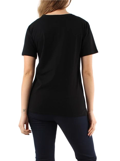 T-SHIRT IN JERSEY DI COTONE CON STRASS DONNA NERO