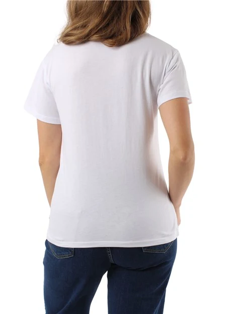 T-SHIRT MANICA CORTA CON COCCINELLA IN PAILLETTES DONNA BIANCO