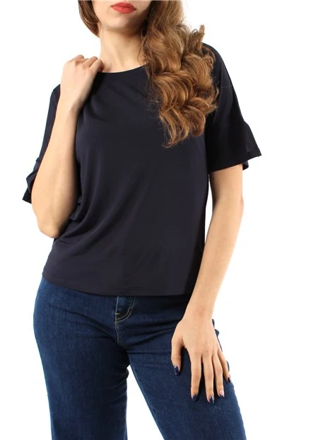 T-SHIRT IN JERSEY FLUIDO DONNA BLU