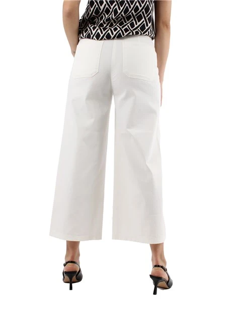 PANTALONI CROPPED IN PIQUET DI COTONE DONNA AVORIO