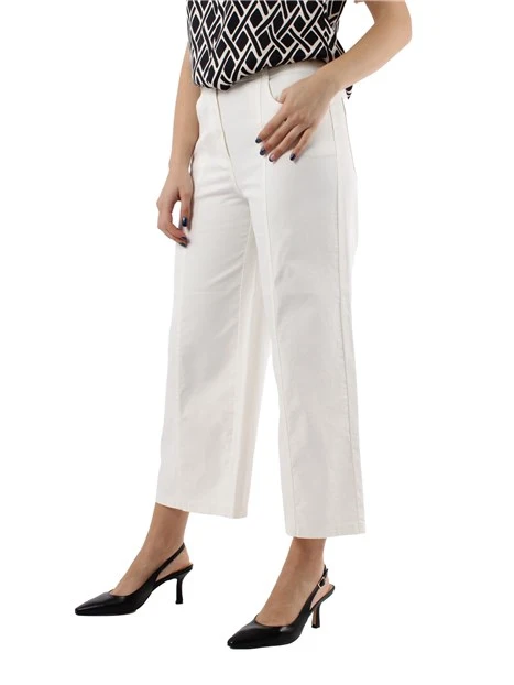 PANTALONI CROPPED IN PIQUET DI COTONE DONNA AVORIO