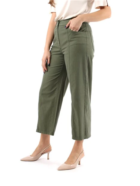 PANTALONI CROPPED IN PIQUET DI COTONE DONNA VERDE