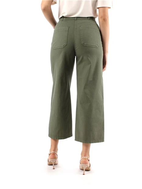 PANTALONI CROPPED IN PIQUET DI COTONE DONNA VERDE