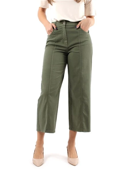 PANTALONI CROPPED IN PIQUET DI COTONE DONNA VERDE