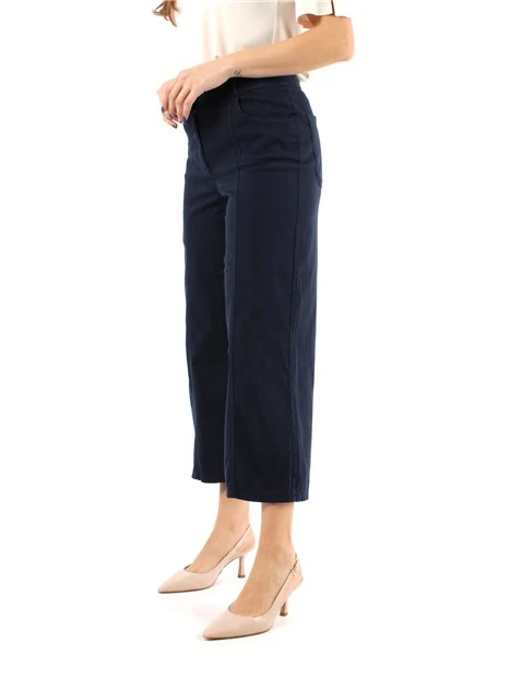 PANTALONI CROPPED IN PIQUET DI COTONE DONNA BLU