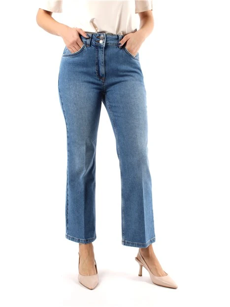 JEANS CROPPED FLARE IN DENIM DI COTONE DONNA BLU