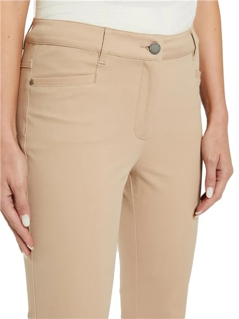 PANTALONI CROPPED MINI FLARE DONNA BEIGE