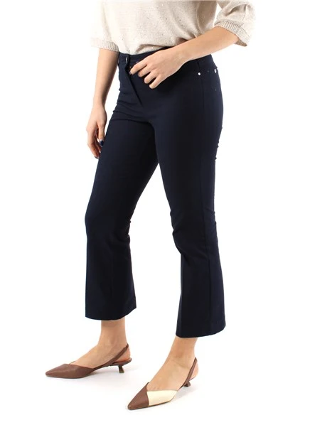 PANTALONI CROPPED MINI FLARE DONNA BLU