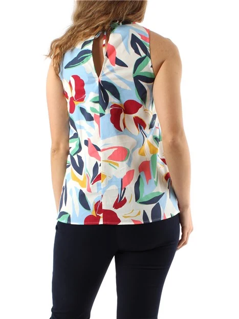 TOP IN POPELINE DI COTONE MULTICOLORE DONNA BIANCO