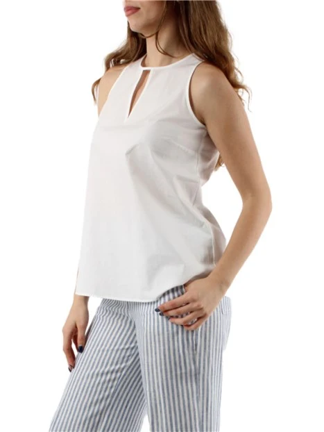 TOP IN POPELINE DI COTONE DONNA BIANCO