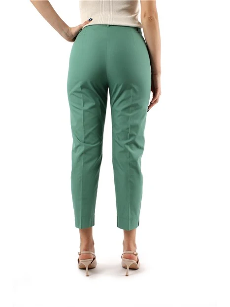 PANTALONI CHINO IN POPELINE DI COTONE DONNA VERDE