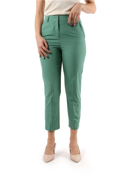 PANTALONI CHINO IN POPELINE DI COTONE DONNA VERDE