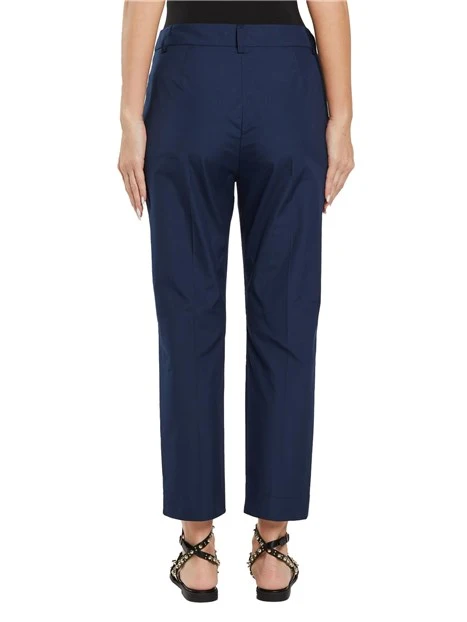 PANTALONI CHINO IN POPELINE DI COTONE DONNA BLU