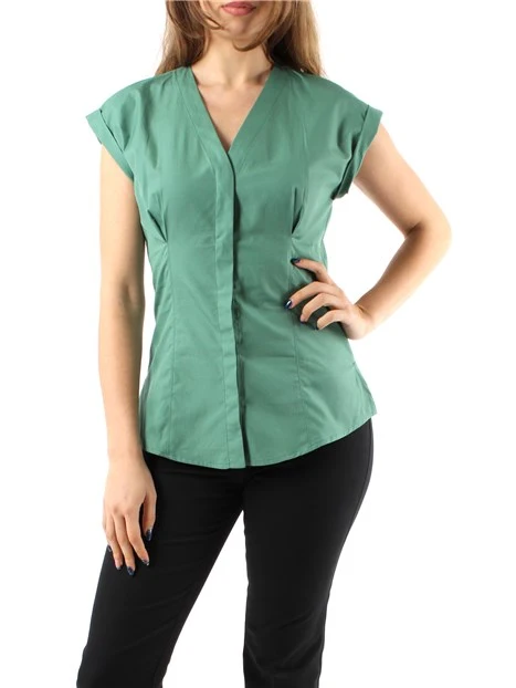 CAMICIA IN POPELINE DI COTONE DONNA VERDE