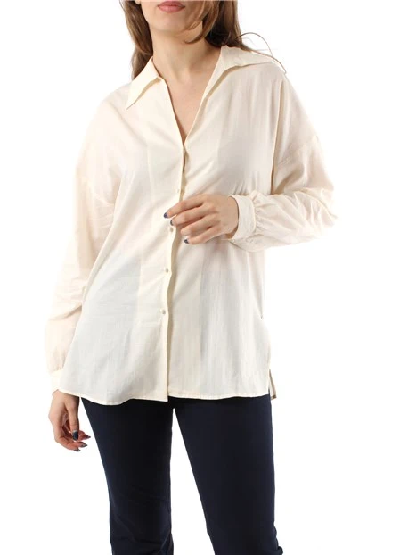 CAMICIA IN VOILE DI COTONE DONNA AVORIO