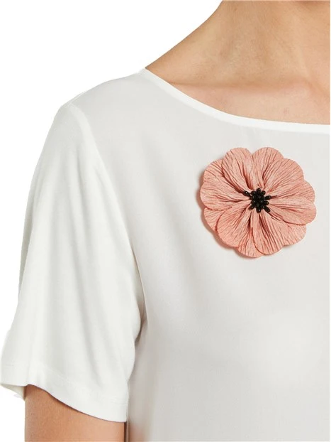 T-SHIRT A MANICA CORTA CON FIORE DONNA BIANCO