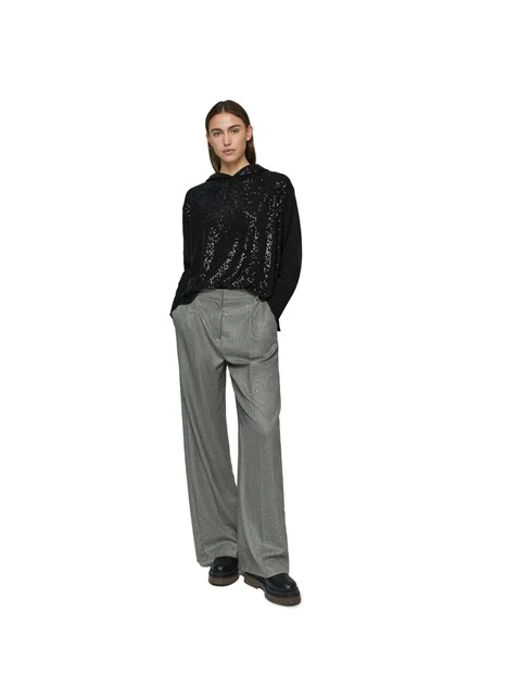 PANTALONI PALAZZO IN LUREX DONNA NERO