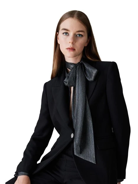 GIACCA BLAZER SLIM MONOPETTO IN CRÊPE DONNA NERO