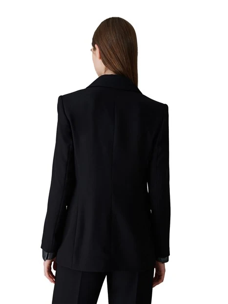 GIACCA BLAZER SLIM MONOPETTO IN CRÊPE DONNA NERO