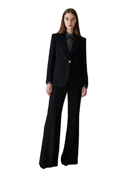 GIACCA BLAZER SLIM MONOPETTO IN CRÊPE DONNA NERO