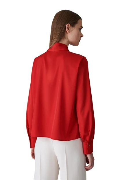 BLUSA IN RASO CON SCOLLO A V DONNA ROSSO