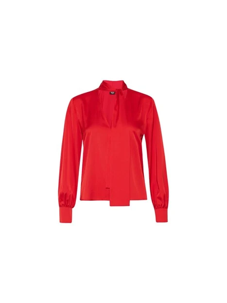 BLUSA IN RASO CON SCOLLO A V DONNA ROSSO