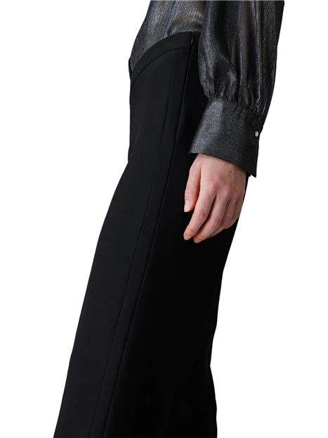 PANTALONE A ZAMPA IN CRÊPE FLUIDO DONNA NERO