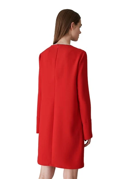 VESTITO CORTO IN CRÊPE FLUIDO DONNA ROSSO