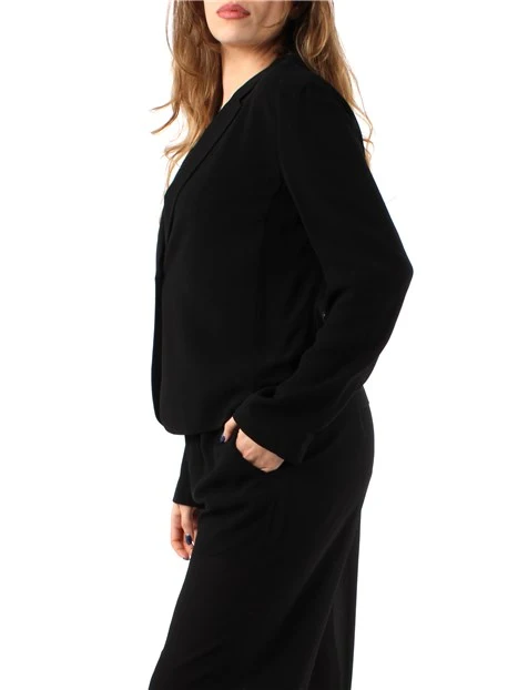 GIACCA BLAZER CORTA MONOPETTO DONNA NERO