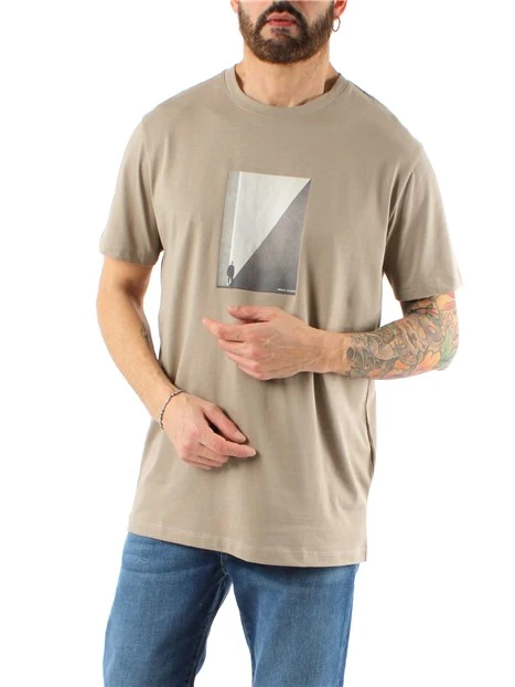 T-SHIRT MANICA CORTA CON STAMPA FOTOGRAFICA UOMO BEIGE