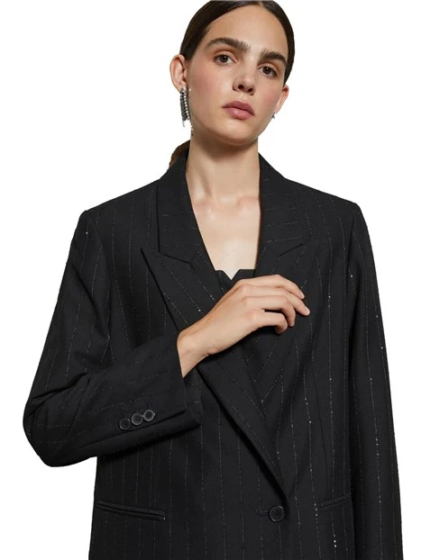 GIACCA BLAZER DOPPIOPETTO GESSATO DONNA NERO