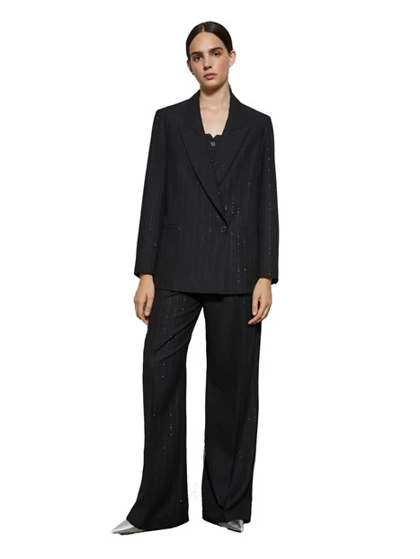 GIACCA BLAZER DOPPIOPETTO GESSATO DONNA NERO