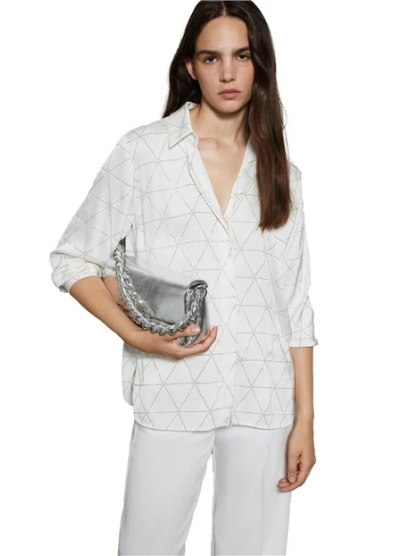 CAMICIA SATINATA CON STRASS DONNA BIANCO