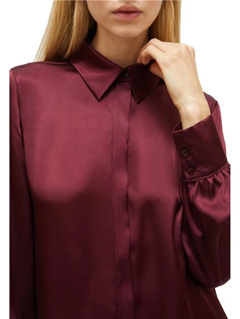 CAMICIA IN RASO MISTO SETA DONNA BORDEAUX