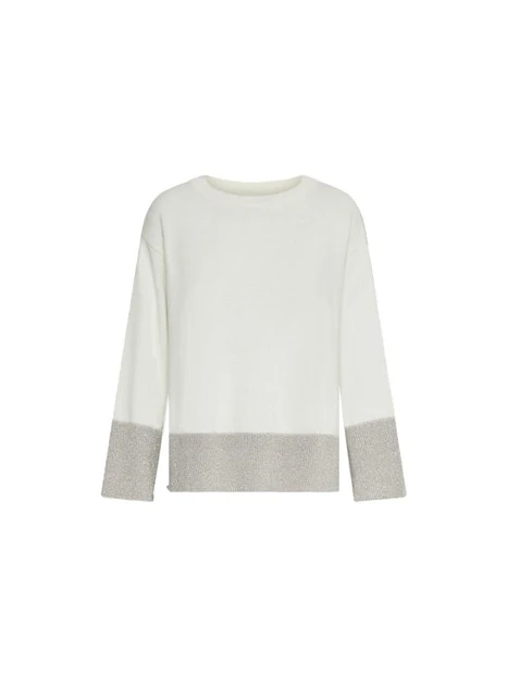 MAGLIA CON SCOLLO A BARCA IN MISTO CASHMERE DONNA BIANCO